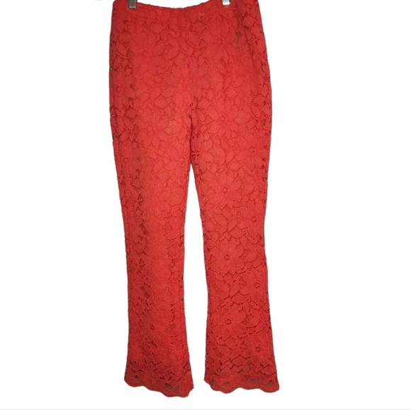 NWOT FREE PEOPLE WILD LACES PULL ON CROP FLARE PANTS IN AUDACIOUS RED - Picture 5 of 16